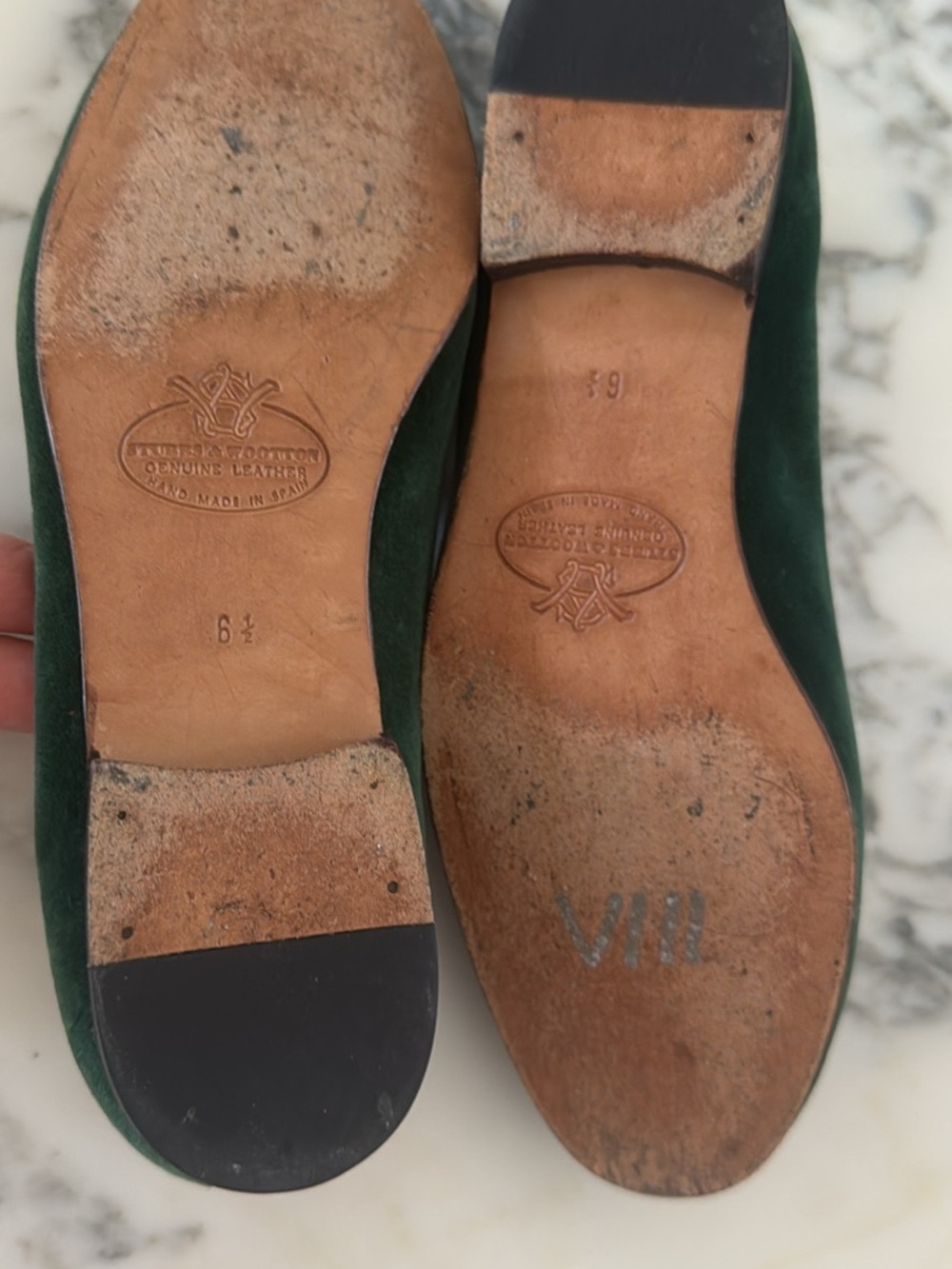 Stubbs & Wooton Green Velvet Embroidered Women's Loafers VINTAGE - Picture 2 of 9